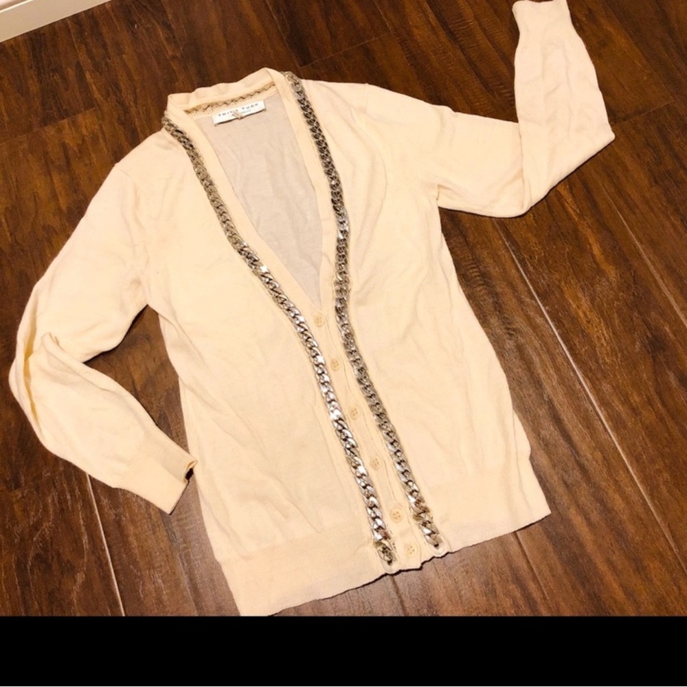 Women's Cream Cardigan with Silver Accents